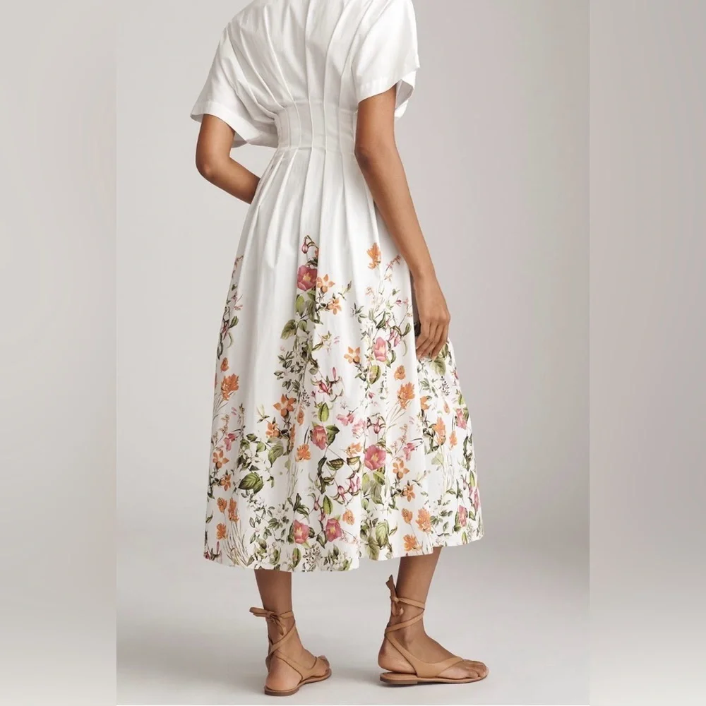 Anthropologie x Exquise The Tobie Button-Front Pleated Shirt Dress Sz Large NWT - Picture 3 of 17